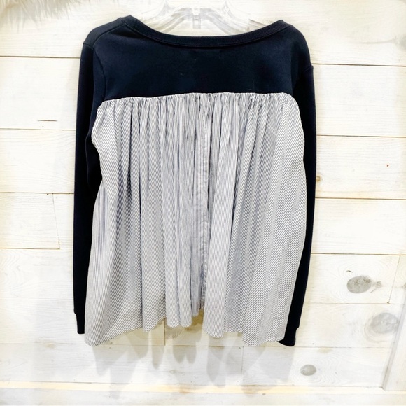 Kensie navy pinstripe crew neck faux layered sweatshirt - Picture 5 of 6